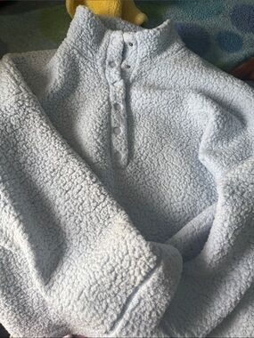 aerie Light Blue Sherpa Snap Pullover
